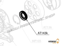 Vittorazi Atom 80 - AT143k - Set of oil seals viton 25/35/7 and 20/35/7 mm and bearing spacer with O-ring