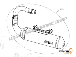Vittorazi Atom 80 MY25 - AT170 - Complete exhaust chrome-plated, mounted with silencer, plate and vibration damper