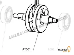 Vittorazi Atom 80 MY25 - AT001 - Crankshaft with push rod and flywheel nut 10 x 1.25 mm