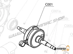 Vittorazi Cosmos 300 MY25 - C001 - Crankshaft with push rod, Flywheel Nut 12x1.25mm, Washer and Seeger Ø30mm